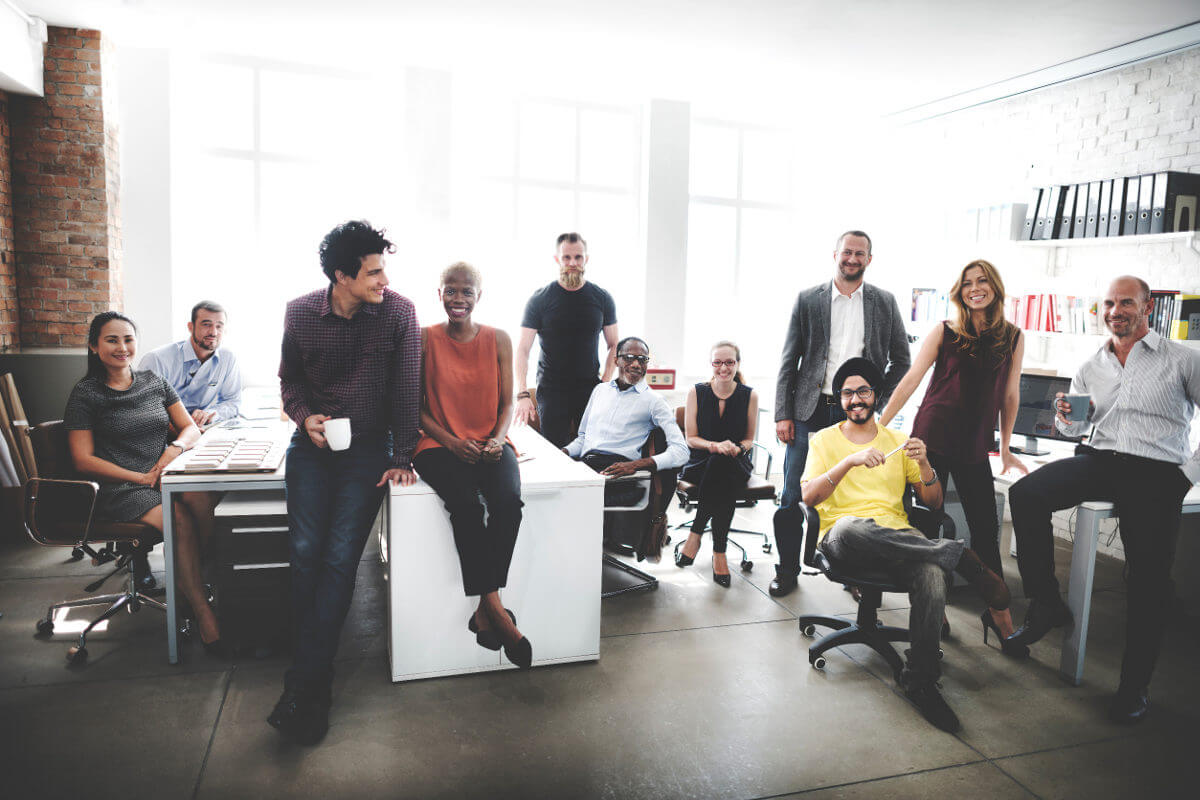 Business Office Full of Smiling People